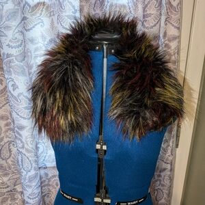 Faux Fur Collar with Multicolor Accents